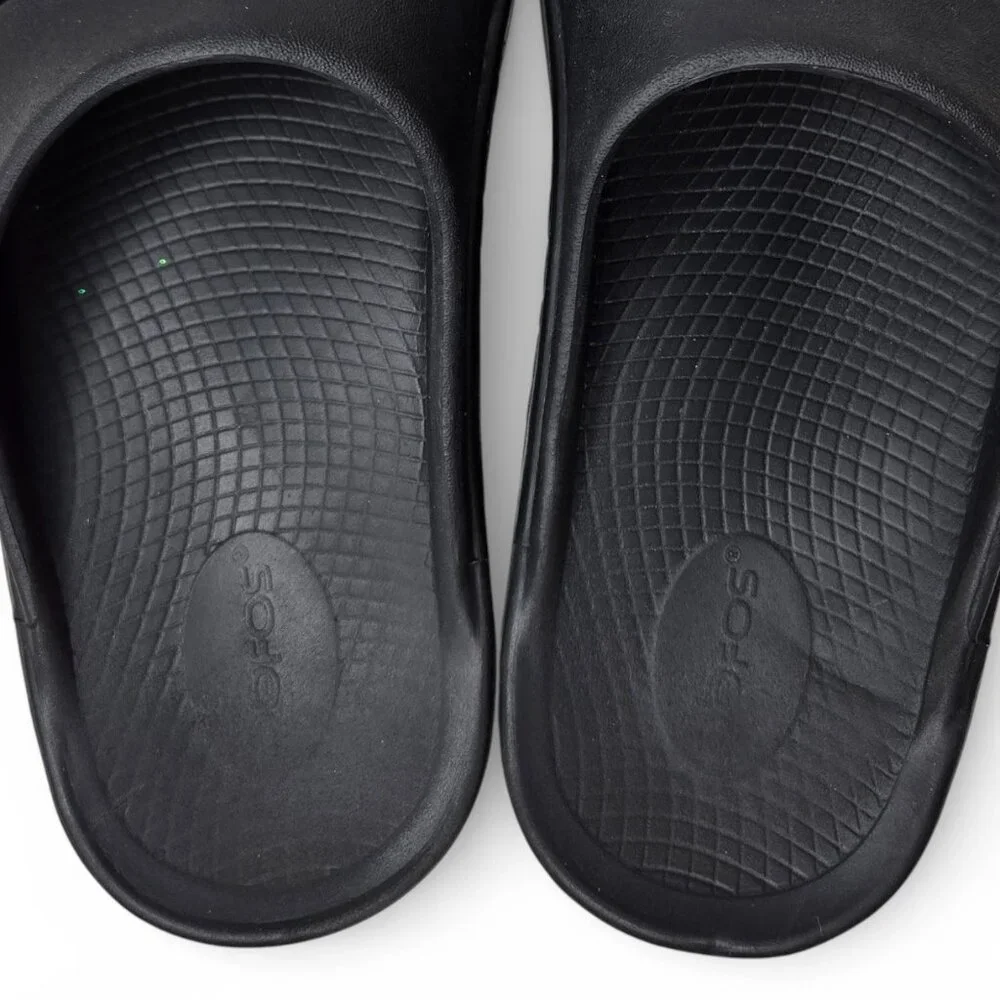Oofos Ooahh Black Cushion Slide Sandals Men Everyday Loungewear M9 W11
